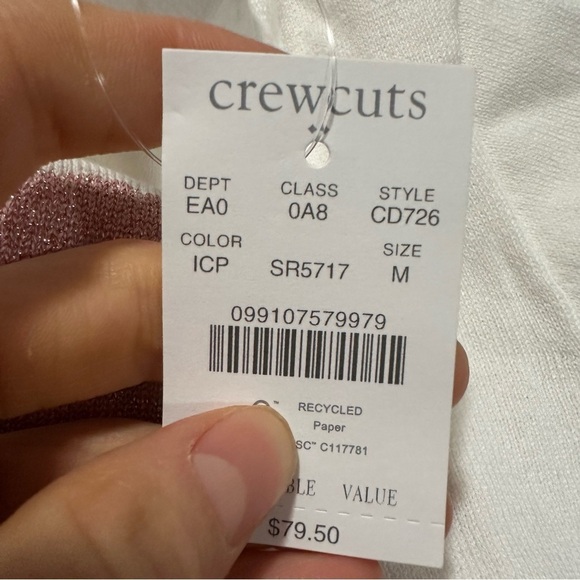 J crew Girls' pink shimmer heart sweater - Picture 2 of 3